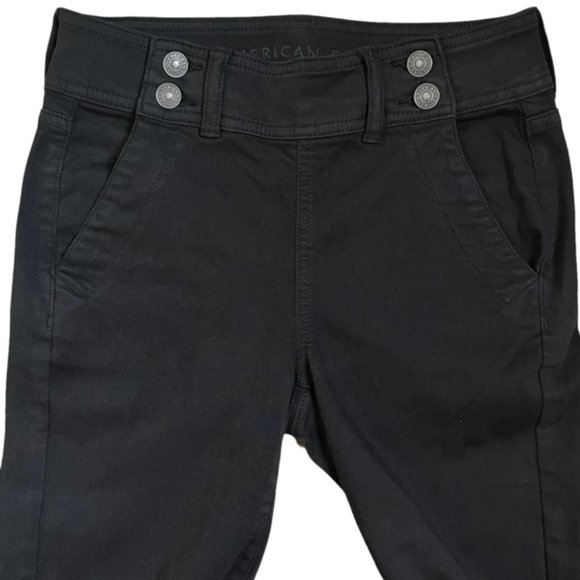 AMERICAN EAGLE Ne(x)t Level Stretch Black Hi-Rise 4-Button Flap Closure Jegging - Picture 1 of 8